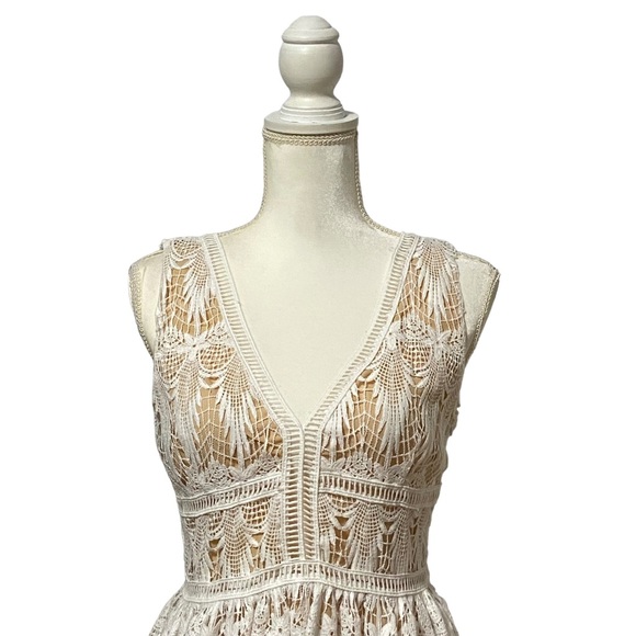 Lucca Couture Lace Crochet Bohemian Dress Cream - Picture 4 of 16